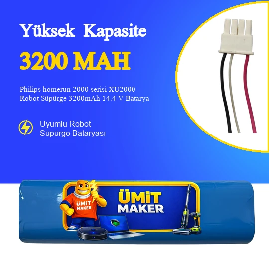 Philips homerun 2000 serisi XU2000 Robot Süpürge 3200mAh 14.4 V Batarya – Orjinal Uyumlu Uzun Ömürlü, Yüksek Performans Pil ürün görseli 1