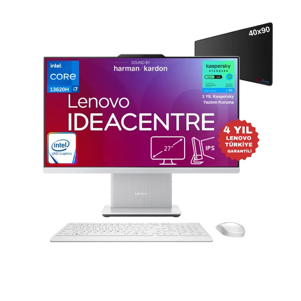 Lenovo Ideacentre 27IRH9 Intel Core I7-13620H 8GB 512GB 27" Fhd W11P AlO Bilgisayar - Webzone Mouse Pad / 1 Yıl Kaspersky Yazılım Koruma Wz1 ürün görseli 1