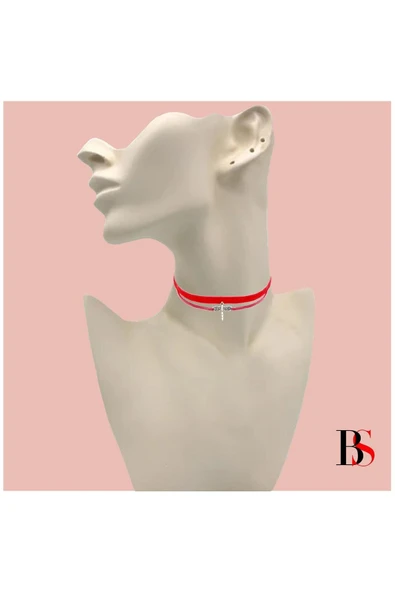 Pembe Kadife Kadın Yusufcuk Choker Kolye ürün görseli 1
