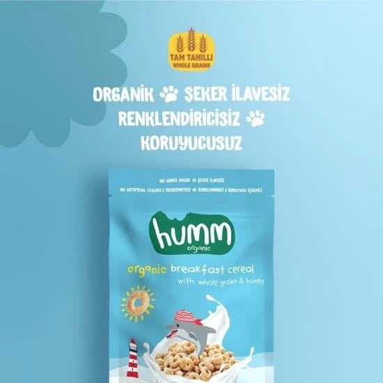 Humm Organik Tam Tahıllı ve Ballı Kahvaltılık Gevrek 80 Gr ürün görseli 1