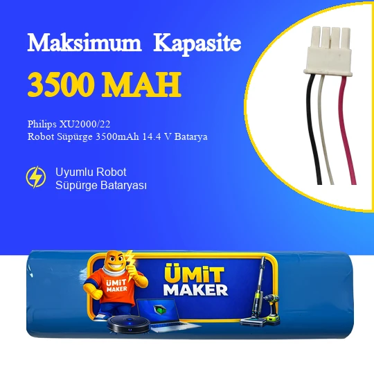 Philips XU2000/22 Robot Süpürge 3500mAh 14.4 V Batarya – Orjinal Uyumlu Uzun Ömürlü, Yüksek Performans Pil ürün görseli 1
