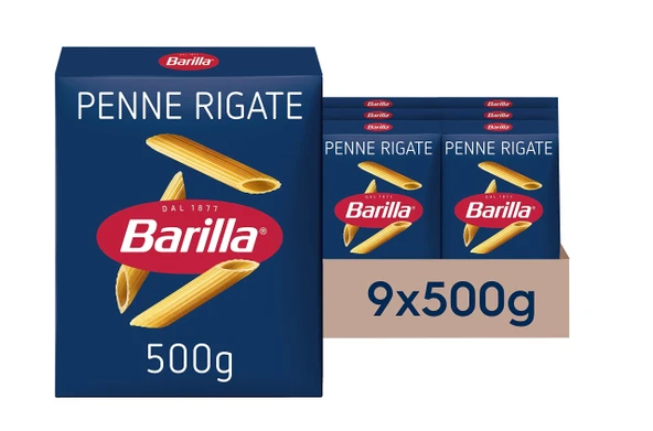 BARILLA Penne Rigate Kalem Makarna 500 Gr x 9 Adet Koli Avantaj Paket İtalyan Makarna Seti ürün görseli 1