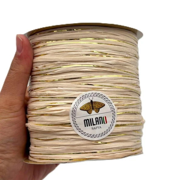 Angel Çanta Aksesuar Milano Rafya S34 Krem Gold Simli 100 gr ürün görseli 1
