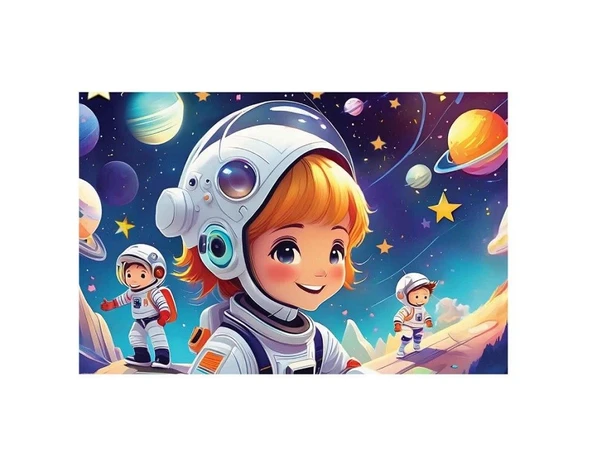 60 Parça Çocuk Astronotlar Puzzle 4956 ürün görseli 1