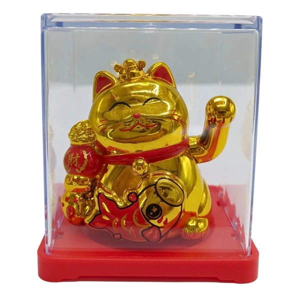 Maneki Neko El Sallayan Mini Şans Kedisi Gold Solar Güneş Enerjili 5x5cm F9GLD09 ürün görseli 1