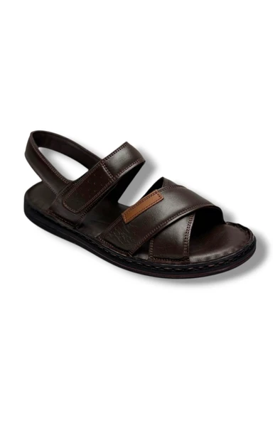 Cakgo 216-26 Hakiki Deri Ultra Soft Çapraz Bant Anatomik Erkek Sandalet 40-47 ürün görseli 1