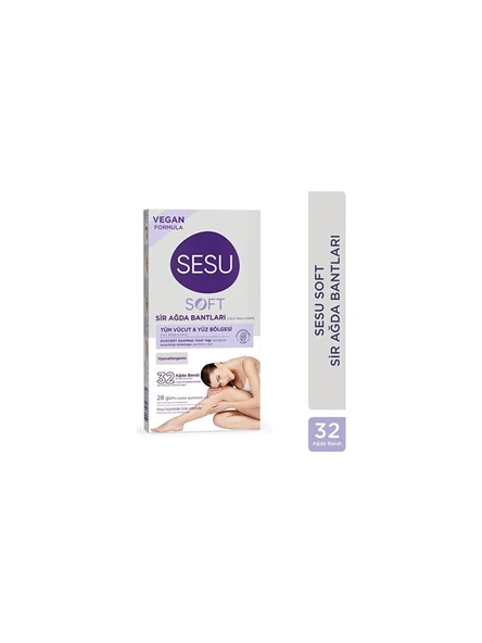 Sesu Soft Tüm Vücut & Yüz Bölgesi Sir Ağda Bantları 32 Li Vegan ürün görseli 1