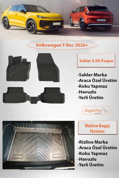 Sahler Volkswagen T-Roc 4.5D Paspas Rizline 3D Bagaj Havuzu ALT KADEME ürün görseli 1