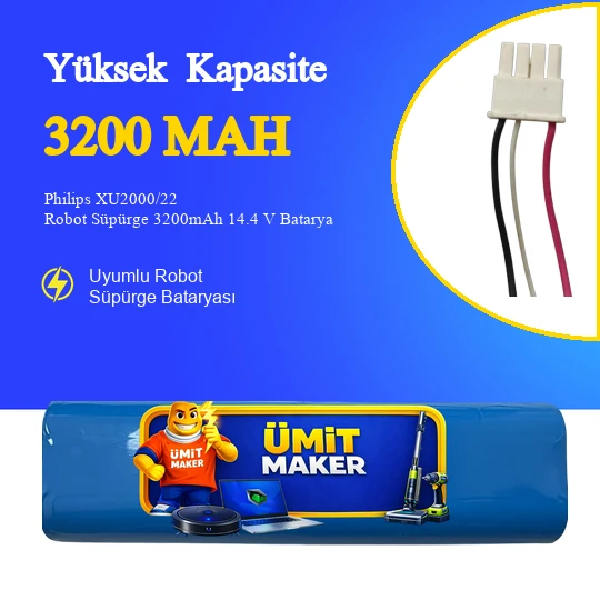 Philips XU2000/22 Robot Süpürge 3200mAh 14.4 V Batarya – Orjinal Uyumlu Uzun Ömürlü, Yüksek Performans Pil ürün görseli 1
