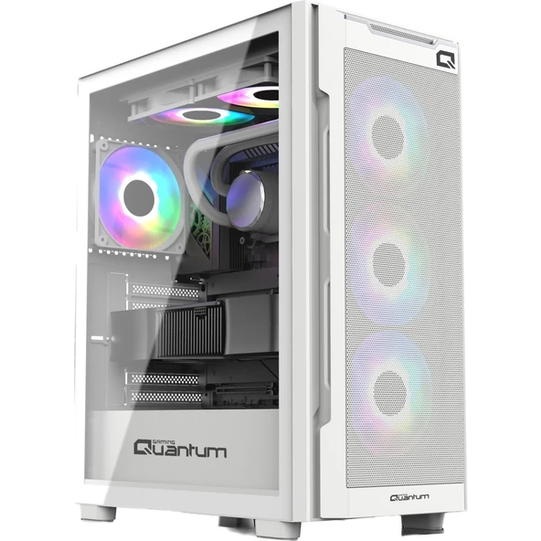 Quantum Gaming Snapfire White 650w 4 Fanlı Mesh Beyaz Gaming Masaüstü Kasa ürün görseli 1