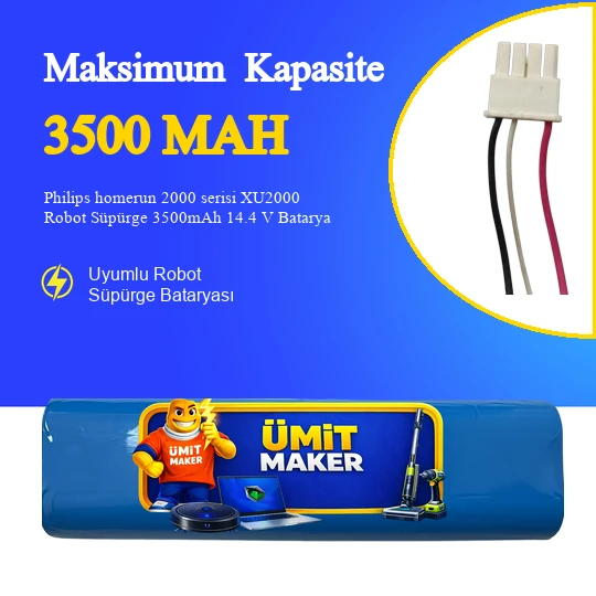 Philips homerun 2000 serisi XU2000 Robot Süpürge 3500mAh 14.4 V Batarya – Orjinal Uyumlu Uzun Ömürlü, Yüksek Performans Pil ürün görseli 1