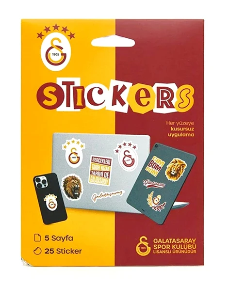 Galatasaray 5 Yıldız Sticker Paketi 5 Sayfa Orijinal Lisanslı ürün görseli 1