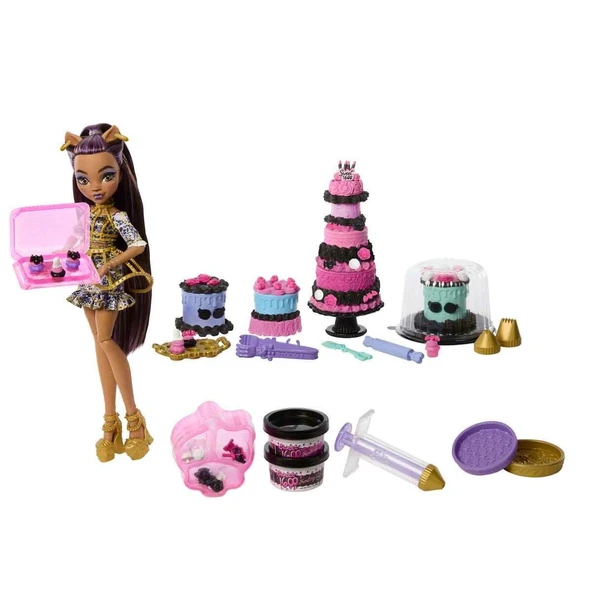 Monster High Havalı Doğum Günü Pasta Seti ve Clawdeen Wolf Bebeği JBG78 ürün görseli 1