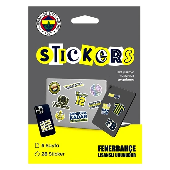 Fenerbahçe Sarı Sticker Paketi 5 Sayfa Orijinal Lisanslı ürün görseli 1