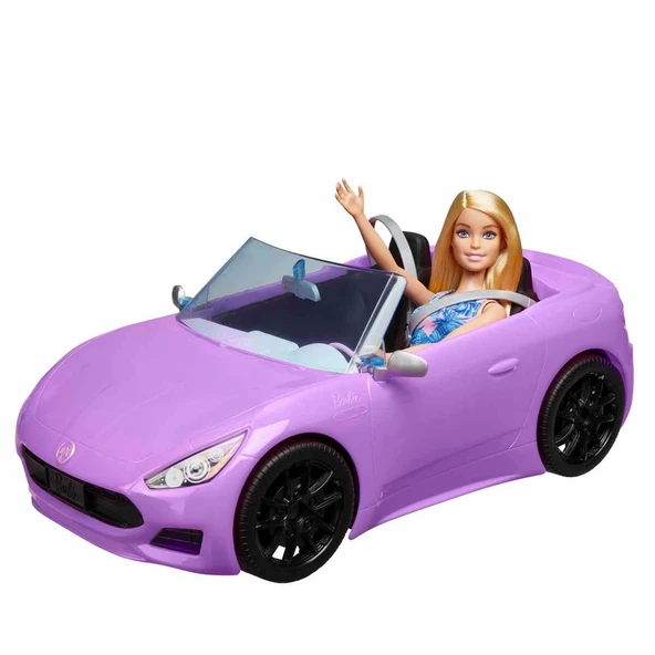 Barbie ve Havalı Arabası - Mor Araba-Mavi Elbiseli - Resim 2