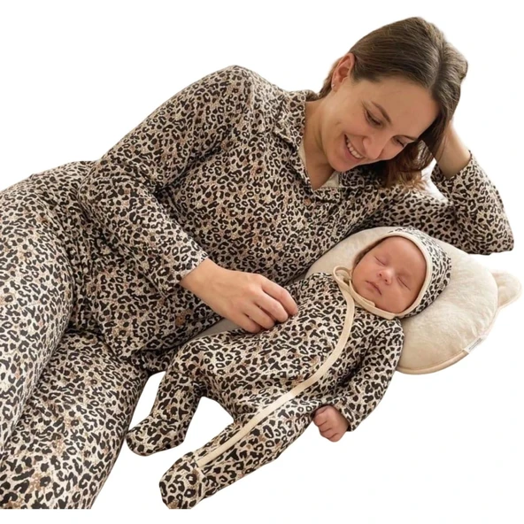 LEOPAR  DESEN ANNE BEBEK LOHUSA SET 3 Ay Kız ürün görseli 1