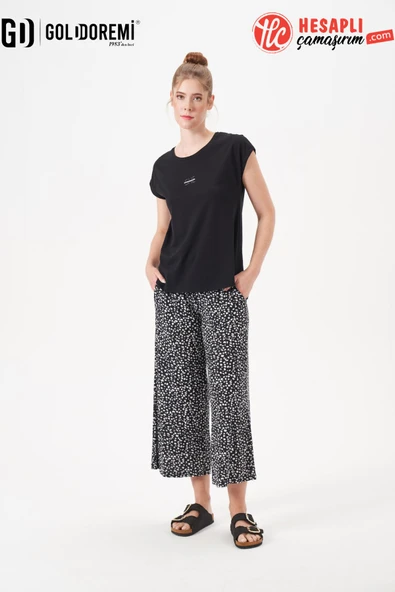 Gd Goldoremi 29128 Premium Kadın Desenli Rahat Kesim Bol Paça Kısa Kollu Pijama Takım ürün görseli 1