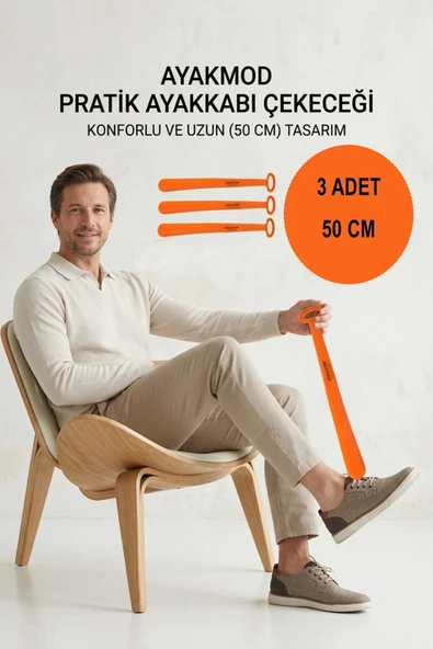 Ayakmod Turuncu Hafif Esnek Büyük Boy 3'lü Ayakkabı Çekeceği ürün görseli 1