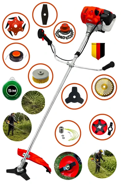 Lieber German 10 Parça Setli Yan Tipi Benzinli Ot Çalı Çim Biçme Tırpanı Tırpan Makinesi ürün görseli 1