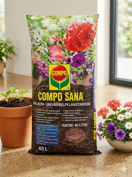40 Lt Compo Sana İthal Torf, Saksı Torfu, Tohum, çiçek, fide vb için ürün görseli 1