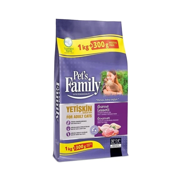 Pets Family Premium Gurme Lezzetli Yetişkin Kedi Maması 1300 Gr ürün görseli 1