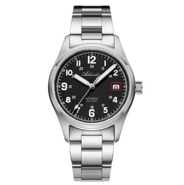Addiesdive 39mm Çelik Kordon Erkek Kol Saati AD2070 Siyah ürün görseli 1