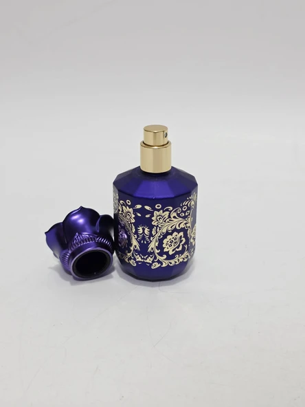 Desenli Doldurulabilir Parfüm Şişesi 50ml (Mor - 003) - Resim 2