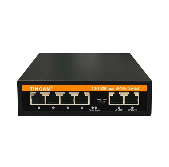 Tincam TBC-5FP4206N-V 4 Port 10/100M SPoe + 2*100M Uplink 24V SPoe Switch ürün görseli 1