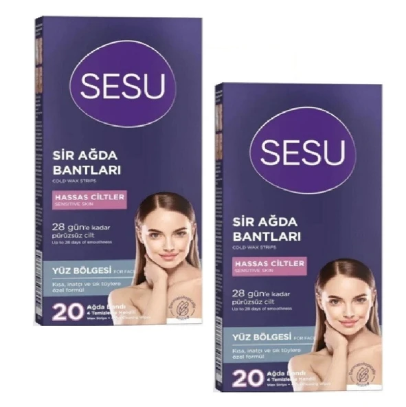 Sesu Sir Ağda Bantları Yüz Bölgesi Hassas Ciltler 20 Li x 2 Adet ürün görseli 1