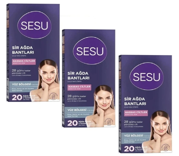 Sesu Sir Ağda Bantları Yüz Bölgesi Hassas Ciltler 20 Li x 3 Adet ürün görseli 1