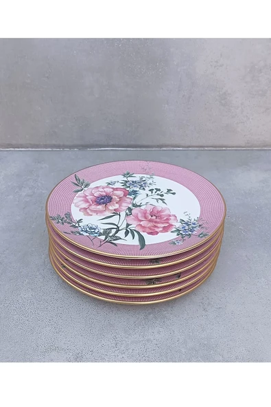 Manolya 6 Adet 19cm Seramik Pasta Tatlı Tabağı Takımı Seti - Resim 3