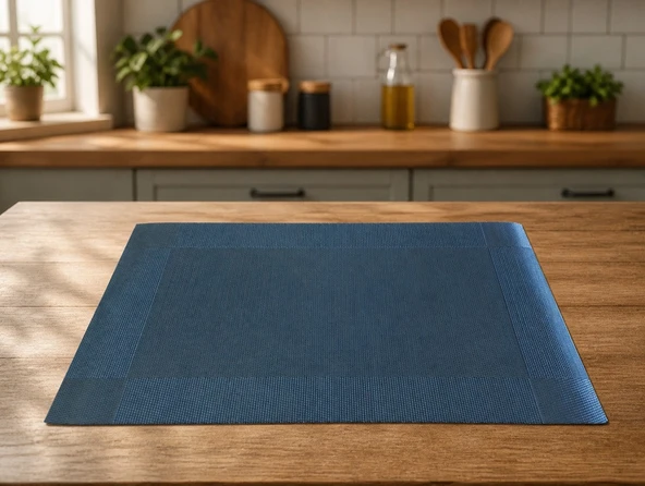 6 Kişilik 30x45cm PVC Amerikan Servis Supla Seti - Siyah Renk ürün görseli 1