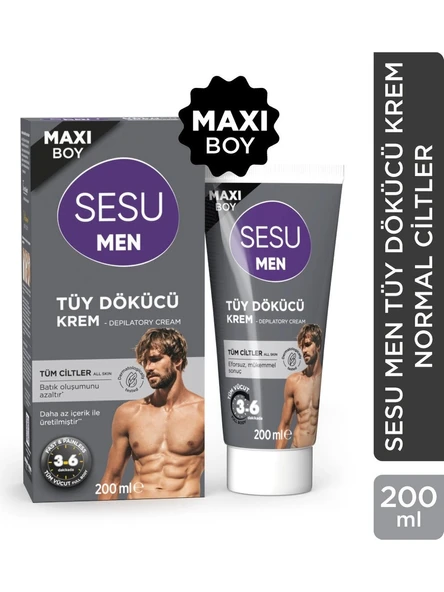Sesu Men Maxi Boy Tüm Cilt Tipleri Için Erkek Tüy Dökücü Kremi 200 Ml ürün görseli 1