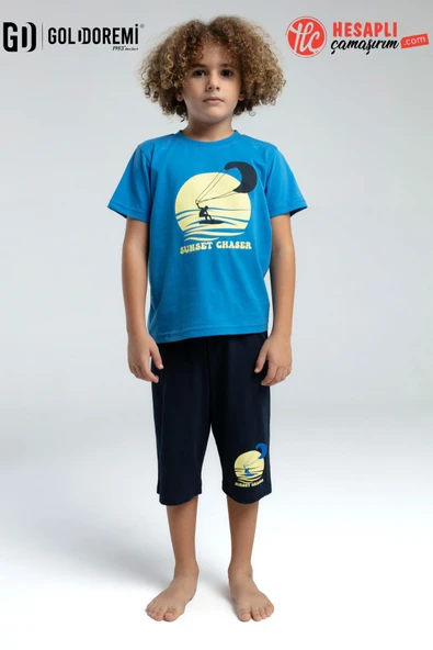 Roly Poly Premium Erkek Çocuk Desenli Rahat Kalıp Kısa Kollu Kapri Pijama Takım ürün görseli 1
