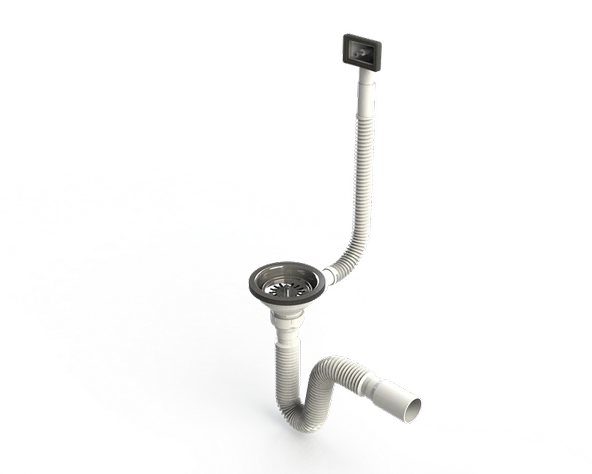 Euromix Körüklü Taşmalı Çöpmak Tekli Lavabo Sifonu ürün görseli 1