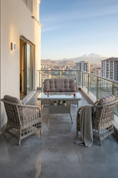 Salviya Serisi 1. Sınıf 2+1+1 ve 1 Adet Orta Sehpa Gri Bahçe Balkon Oturma Koltuk Takımı, ürün görseli 1