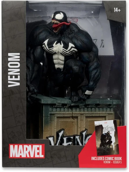 McFarlane Toys - Marvel Venom 1-6th Scale Collectible with Scene & Comic - Resim 5
