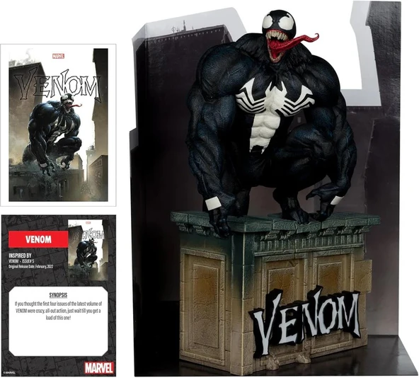 McFarlane Toys - Marvel Venom 1-6th Scale Collectible with Scene & Comic - Resim 4