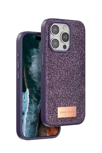 Onegif Apple iPhone 14 Pro Bright Simli Kapak - Derin Mor ürün görseli 1