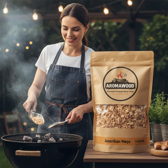 Grill Mangal BBQ Barbekü İçin Amerikan Meşe Ağacı & Biberiye Özü Tütsüleme Aroma Talaşı ürün görseli 1
