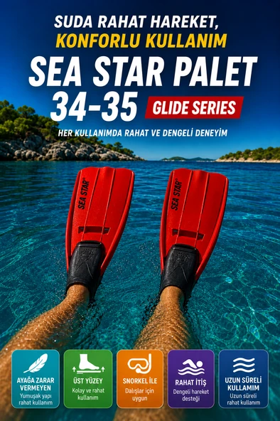 Deniz Paleti 34-35 Numara Yüzme Paleti Snorkel Dalış Rahat Esnek Hafif Tatil Paleti Seti Kırmızı Siyah ürün görseli 1