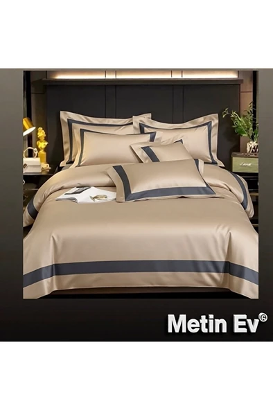%100 Pamuk Saten 6 Parça King Size Premium Nevresim Takımı ürün görseli 1