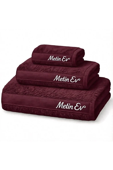 Metin Ev® %100 Pamuk 3’lü Havlu Seti – Banyo + Yüz + El Havlusu – Yumuşak & Yüksek Emicilik ürün görseli 1