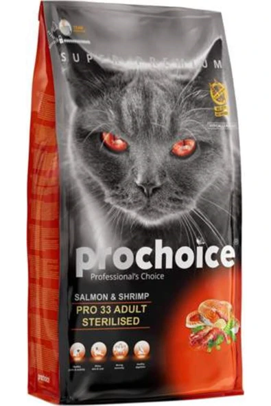 Pro Choice Pro 33 Adult Sterilised Salmonlu ve Karidesli Kısırlaştırılmış Kedi Maması 15 Kg ürün görseli 1