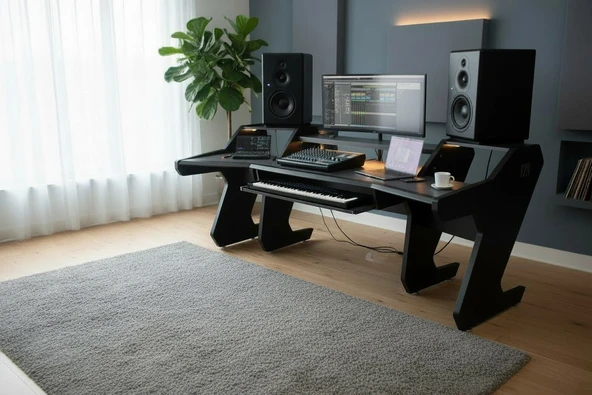 Monodesk Pro Edition Stüdyo Masası 260 cm. Mat Siyah & Antrasit - Resim 3