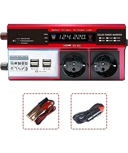 12v 2000w Modifiye Sinüs İnverter Araç Ve Güneş Enerjisi Uyumlu, Çift Usb, Çift Priz Ve Çakmaklık Epilons ürün görseli 1