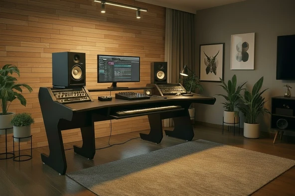 Monodesk Pro Edition Stüdyo Masası 260 cm. Mat Siyah & Antrasit - Resim 2