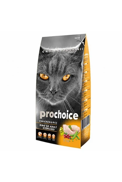 Pro Choice 32 Sterilised Tavuklu ve Pirinçli Kısırlaştırılmış Kedi Maması 15 Kg ürün görseli 1