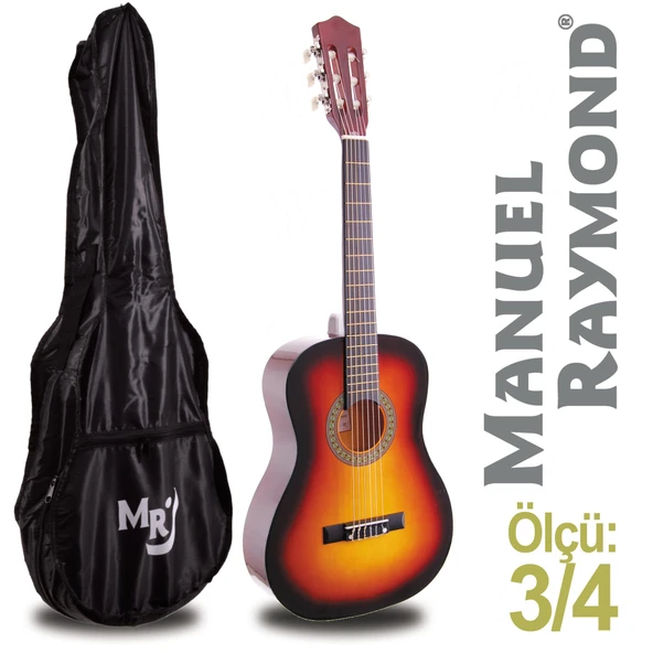 Manuel Raymond MRC87SB 3/4 Boy Junior Klasik Gitar Seti| Sunburst Renk, Çocuklar İçin Uygun, Taşıma Kılıfı Hediyeli ürün görseli 1
