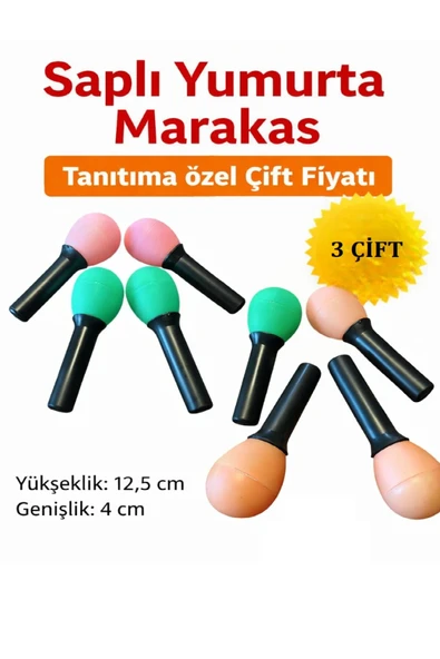 Karin EGG042/3ÇİFT Saplı Yumurta Marakas (3 Çift/6 Adet) | Ritim ve Perküsyon Grubu, Ergonomik Tutuş, Renkli Tasarım ürün görseli 1